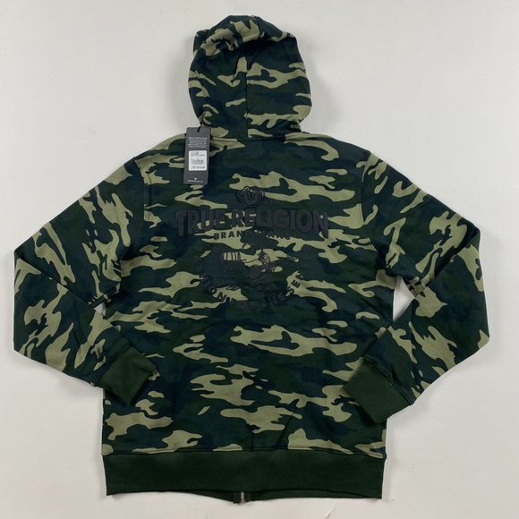 SOLD-True Religion Core Zip Up Camo Hoodie Men's Large - Picture 2 of 13